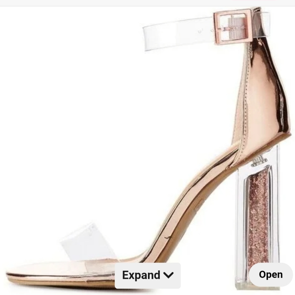 BAMBOO Rose Gold Clear Heels